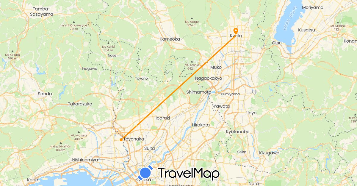 TravelMap itinerary: driving, hitchhiking in Japan (Asia)